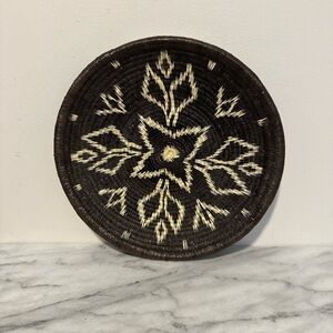 Ghana Handwoven Black and Cream Decorative Basket